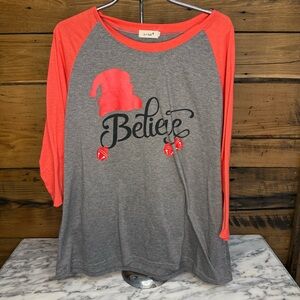 Zy + Fushi Christmas Santa Baseball Tee Red Grey